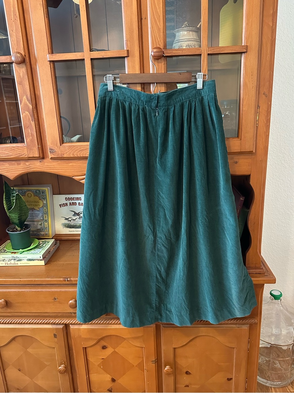 Lands' End Forest Green Gathered A-Line Maxi Skirt